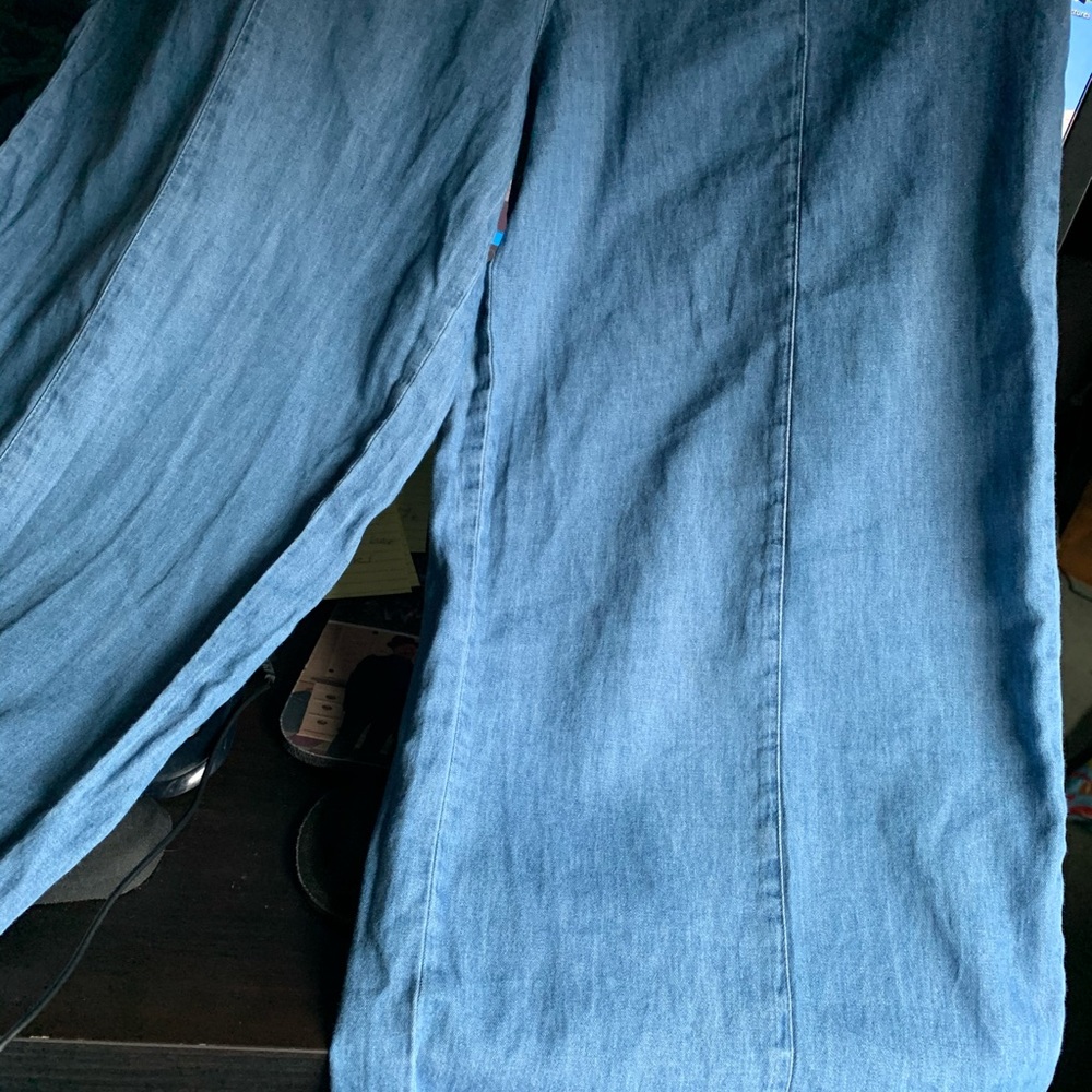 BP chambray cropped flare pants
